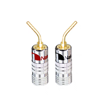 Nakamichi N0512DN Banánek 2mm na kabel, s úhlem 45° zlacený