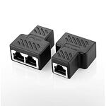 RJ45 T spojka/rozdvojka (1x->2x RJ-45), CAT6, stíněná