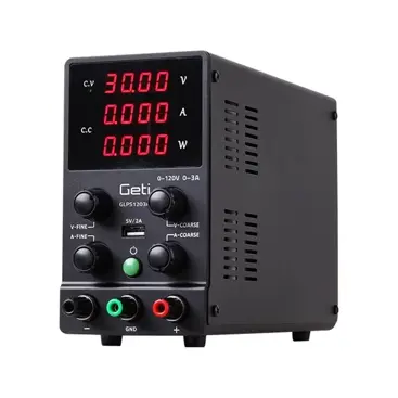 Laboratorní zdroj GETI GLPS1203H, 120V/3A, spínaný, se zobrazením výkonu