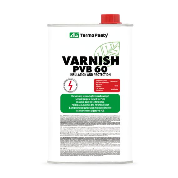 AG TermoPasty PVB Varnish 60 lak pro DPS/PCB, objem 1l, plech