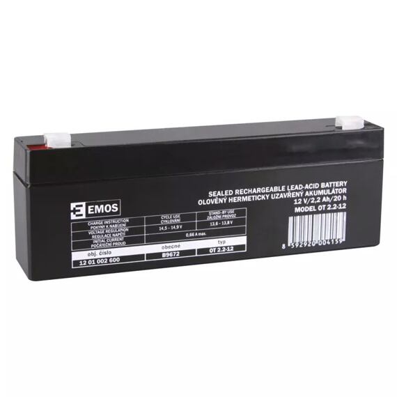 Bezúdržbový olověný akumulátor 12 V/2,2 Ah AGM B9672 Faston 4,7 mm