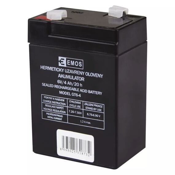 Bezúdržbový olověný akumulátor 6 V/4 Ah AGM B9641 Faston 4,7 mm