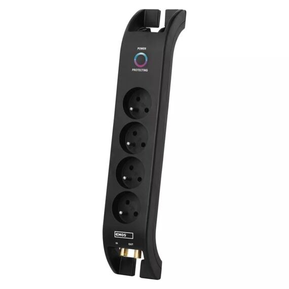 EMOS Přepěťová ochrana 1800J s vypínačem P54022 4 zásuvky, 2m, černá