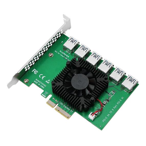 1x PCI-E (4 linky)=>6x PCI-E( 1 linka) Splitter/switch / rozdělovač linek PCIe