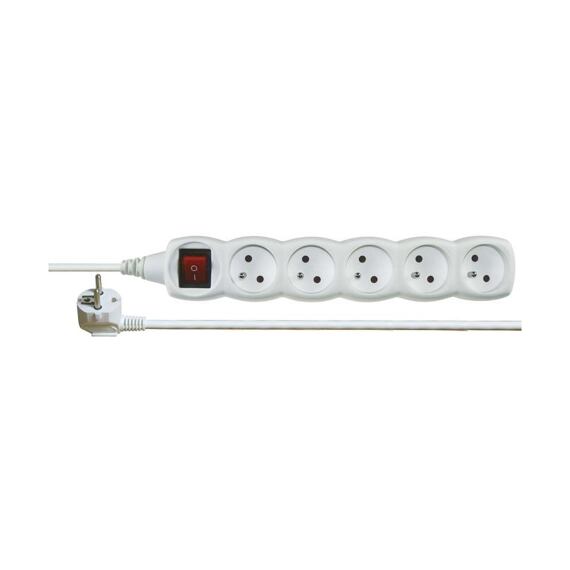 EMOS Prodlužovací kabel s vypínačem P1515, 5 zásuvek, 5m, bílý