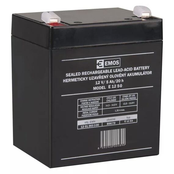 Bezúdržbový olověný akumulátor 12 V/5 Ah AGM B9679 Faston 6,3 mm