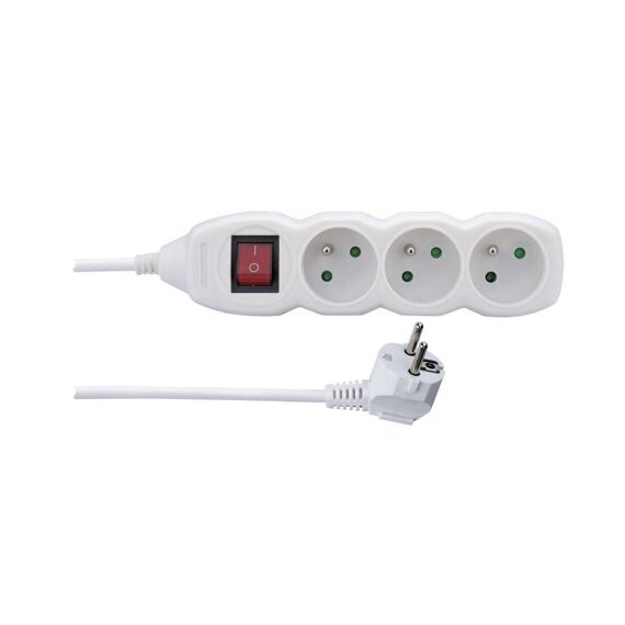 EMOS Prodlužovací kabel s vypínačem P13115, 3 zásuvky, 1,5m, bílý